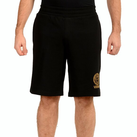 Versace Men's Black & Gold Medusa Logo Sweat Shorts US 2XL IT 56 - Picture 1 of 5